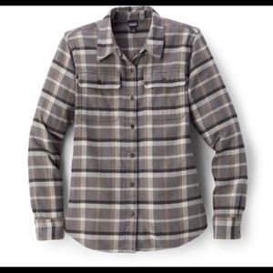 Grey Patagonia plaid flannel